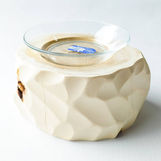 【アウトレット20％OFF】ごはん専用　-アート高野槙の丸太のLog Bowl-　水飲み台　ごはん台　餌台