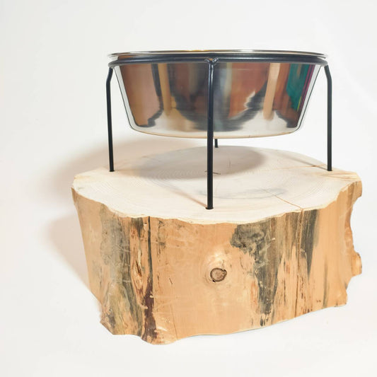 一点もの　アウトレット　大型犬用　高さ20cm(器の下まで）　　-高野槙の丸太のLog Bowl-　水飲み台　ごはん台　餌台