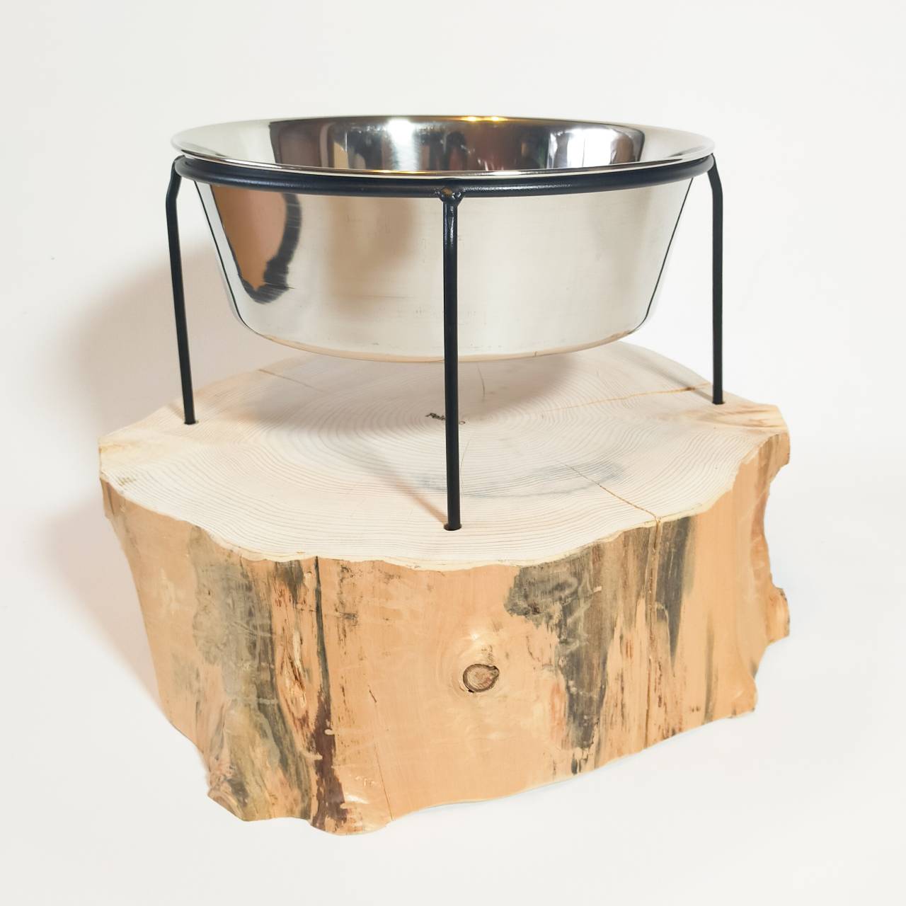 一点もの　アウトレット　大型犬用　高さ20cm(器の下まで）　　-高野槙の丸太のLog Bowl-　水飲み台　ごはん台　餌台