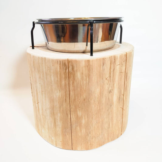②一点もの　大型犬用　高さ27cm　　-杉の丸太のLog Bowl-　水飲み台　ごはん台　餌台